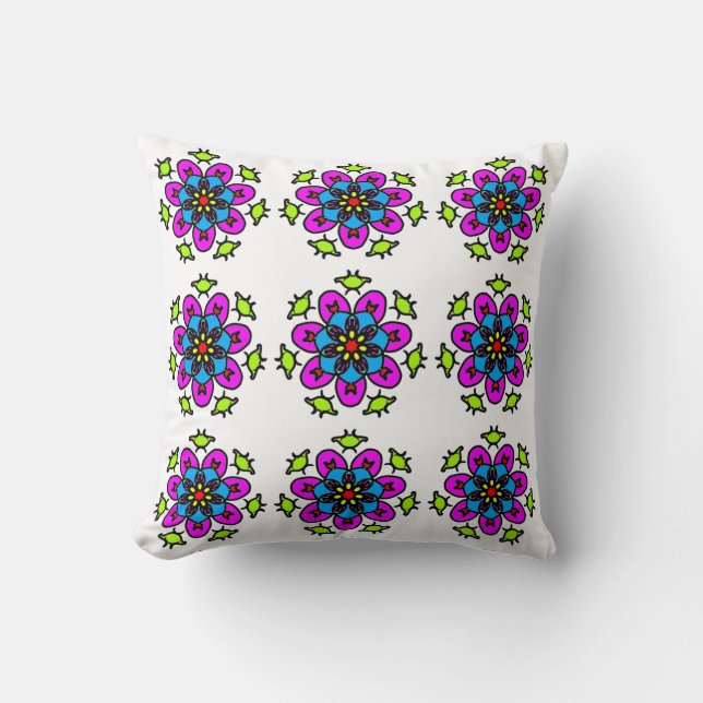 Floral Mandala Seamless Pattern Throw Pillow (Front)