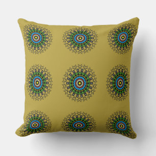 Floral Mandala Seamless Pattern Vintage Chic Throw Pillow