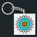 Floral Mandala Seamless Pattern Vivid Cyan Gold Keychain<br><div class="desc">Elevate your style with this exquisite Floral Mandala Seamless Pattern. Featuring a mesmerizing blend of vivid cyan and golden yellow tones,  this intricate geometric design symbolizes harmony and balance. Perfect for those who appreciate detailed artistry and a touch of bohemian elegance in their everyday essentials.</div>