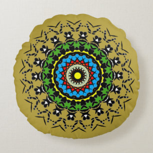 Floral Mandala Seamless Round Pillow