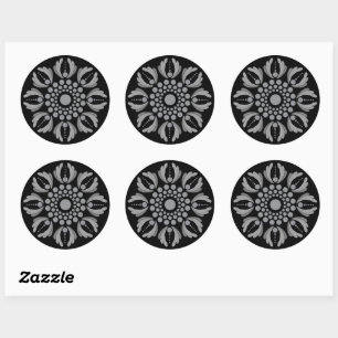 Floral Mandala Template Grey Scale Classic Round Sticker