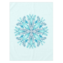 Floral Mandala - Turquoise Blue Boho Snowflake