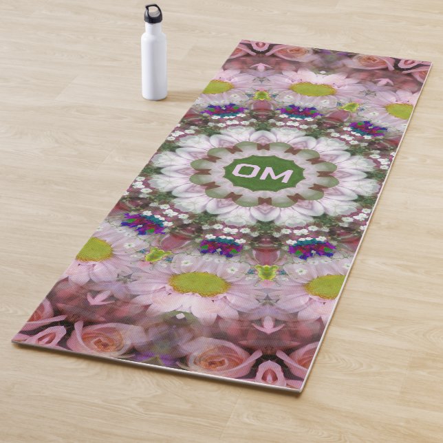 Floral Mandala with OM Optional Text Yoga Mat (In Situ)