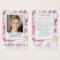 Floral Marble Photo Funeral Memorial Poem Card