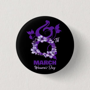 Floral March 8 International Woman's Day 2025 1 Inch Round Button