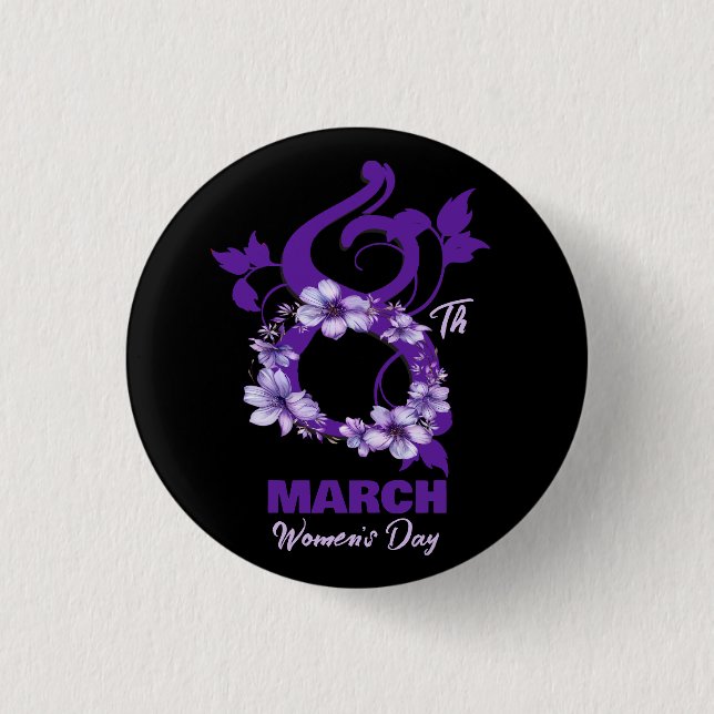 Floral March 8 International Woman's Day 2025 1 Inch Round Button (Front)