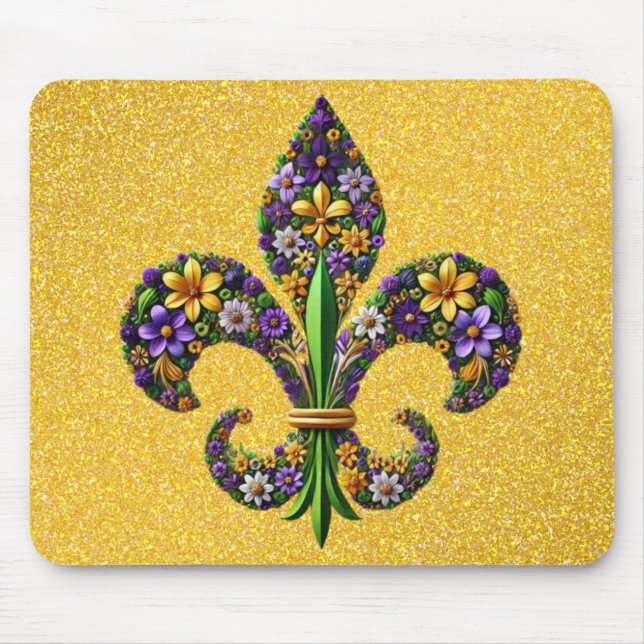 Floral Mardi Gras fleur de lis Mouse Pad (Front)