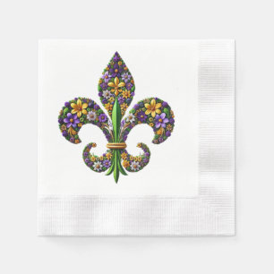 Floral Mardi Gras fleur de lis Napkin