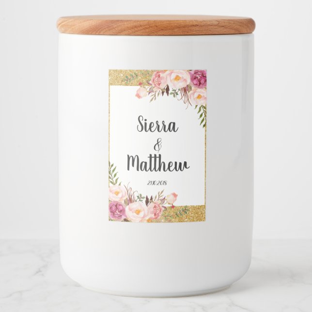 Floral Mariage Favor Sticker Étiquette Fête des ma (Devant)