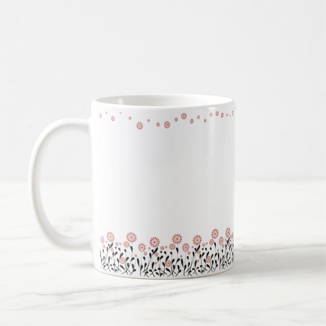 floral maroon white winter classic mug (Left)