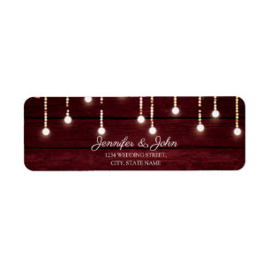 Floral Maroon Wooden Rustic Mariage Adresse de ret