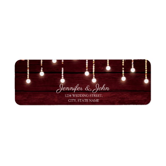 Floral Maroon Wooden Rustic Mariage Adresse de ret (Devant)