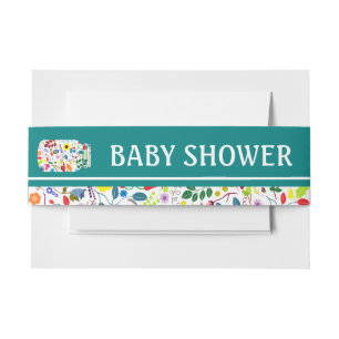 Floral Mason Jar Baby Shower Invitation Belly Band