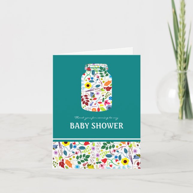 Floral Mason Jar Baby shower Merci (Devant)