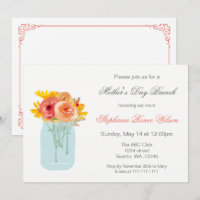 Floral Mason Jar Mother's Day Brunch Invites