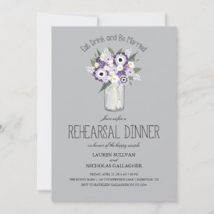 Floral Mason Jar Rehearsal Dinner Invitation