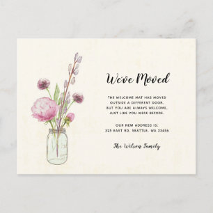 Floral Mason Jar We Have Moved New Address Moving Postcard