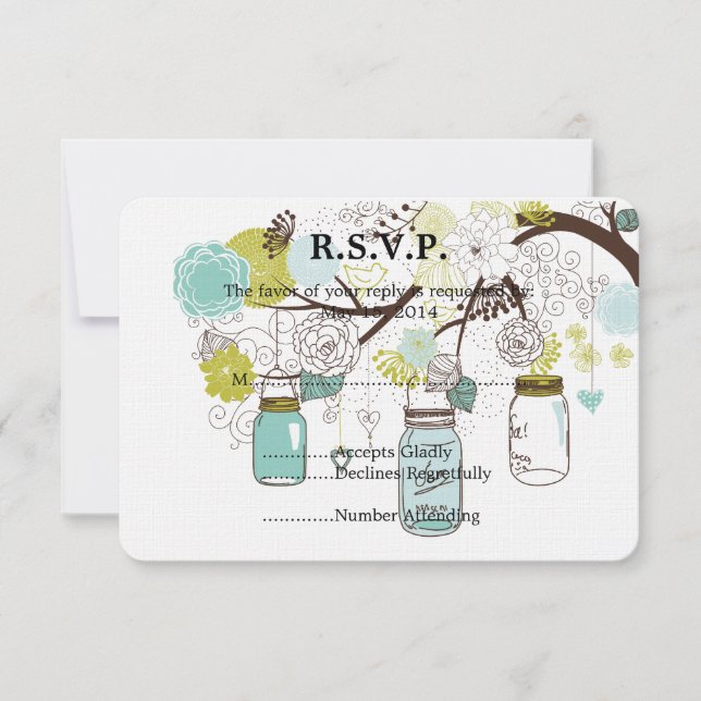Floral Mason jarres mariage RSVP (Devant)
