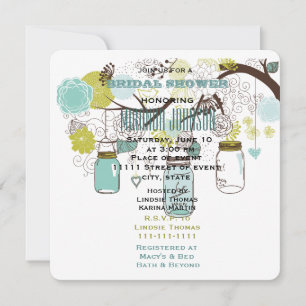 Floral Mason Jars Bridal Shower Invitation