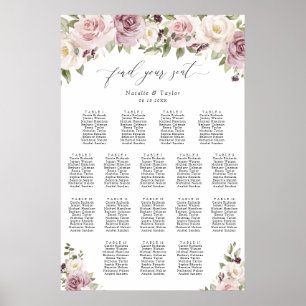 Floral Mauve Blush 17 Tableau Mariage