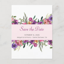 Floral Mauve Botanical Watercolor Save the Date