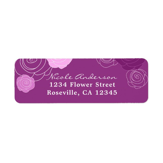 Floral Mauve Purple Bridal Shower Address Labels (Front)