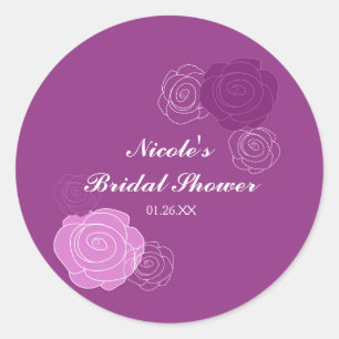 Floral Mauve Purple Bridal Shower Favour Stickers