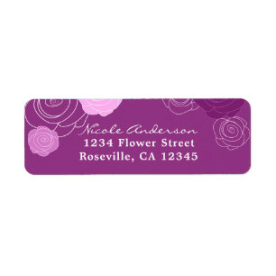Floral Mauve Purple Étiquettes de adresse Fêtes de