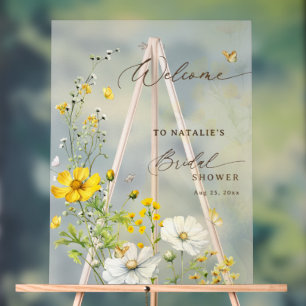 Floral Meadow Butterflies Bridal Shower Welcome Acrylic Sign