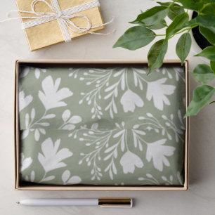 Floral Meadow Dreams Botanical Silhouettes sage Tissue Paper