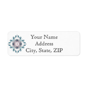 Floral Medallion Teal Anniversary Return Address