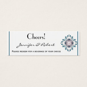 Floral Medallion Teal & Rose Wedding Drink Ticket
