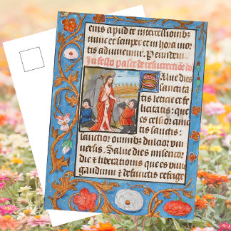 Floral Medieval Christian Resurrection Easter Holiday Postcard