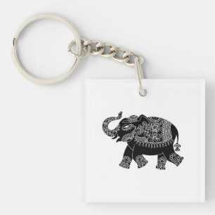 Floral Mehedi Elephant Keychain