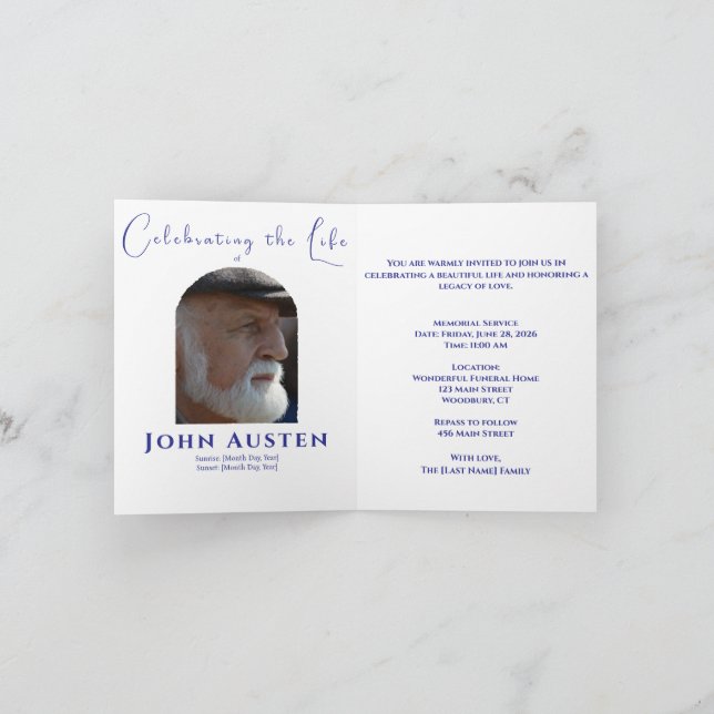 Floral Memorial Invitation 5.25" Square Flat Card (Inside)