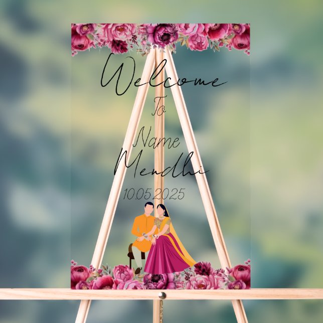 Floral Mendhi acrylic sign  (Neutral)