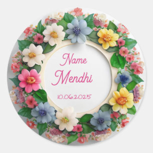 Floral mendhi favour stickers