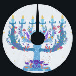 floral menorah hanukkah brushed polyester tree skirt<br><div class="desc">"floral menorah hanukkah ", "floral menorah""flowers menorah", "purple hanukkah", "pink hanukkah", "hanukkah menorah", "happy hanukkah", channukah, "floral hanukkah", Hanukkah</div>