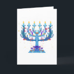 floral menorah hanukkah holiday card<br><div class="desc">"floral menorah hanukkah ", "floral menorah""flowers menorah", "purple hanukkah", "pink hanukkah", "hanukkah menorah", "happy hanukkah", channukah, "floral hanukkah", Hanukkah</div>