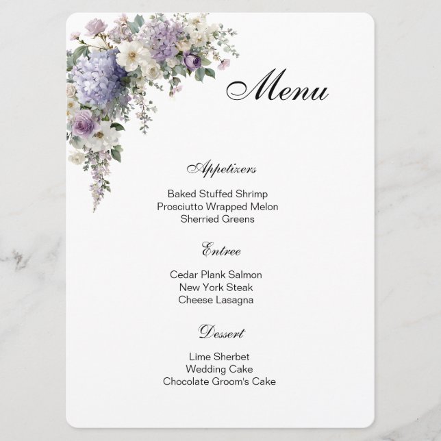 Floral Menu Card (Front)