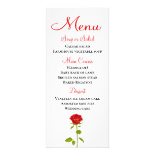 Floral Menu Red Rose Flowers Wedding Bridal Shower