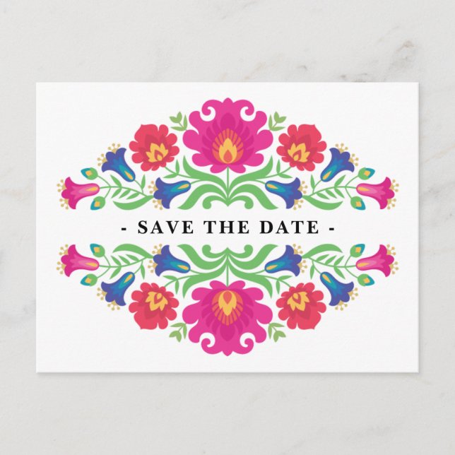 Floral Mexicain Enregistrer La Date Carte Postale (Devant)