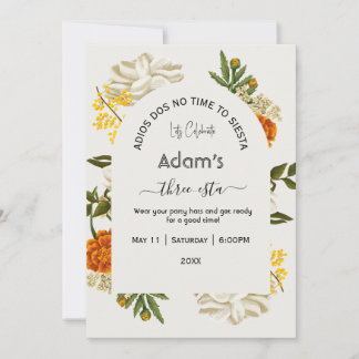 Floral Mexicain Trois Esta Invitation Anniversaire