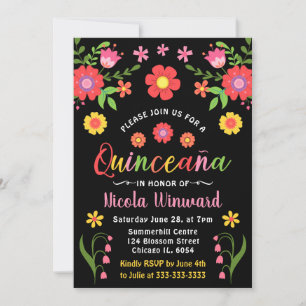 Floral Mexican Fiesta Quinceañera  Invitation