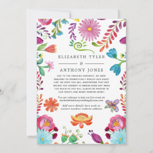 Floral Mexican Fiesta Reduced Wedding Guest List Announcement