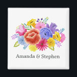 Floral Mexican Fiesta Wedding Magnet<br><div class="desc">Fiesta wedding favors designed to be quickly and easily customized to your event specifics. Should your names look a bit off-centered when entered,  "Click to customize further" (the blue link at the bottom of "Personalize this template") to easily adjust in the design area.</div>