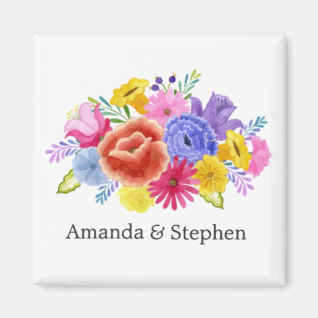 Floral Mexican Fiesta Wedding Magnet (Front)
