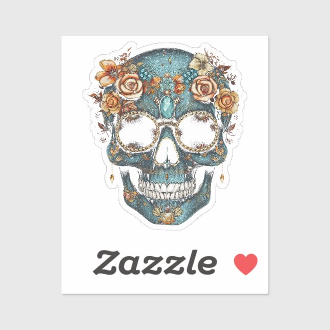 Floral Mexican Skull Day of the Dead Dia De Muerto (Sheet)