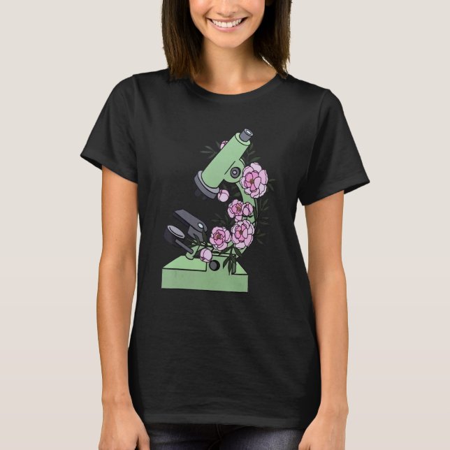 Floral Microscope Medical Laboratory Biology Micro T-Shirt (Front)