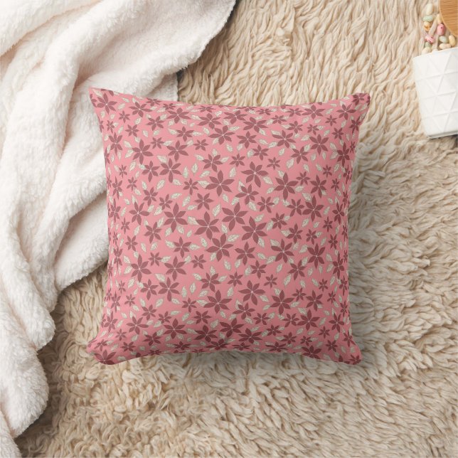 Floral Mille Fleurs Pink and Purple pattern Throw Pillow (Blanket)